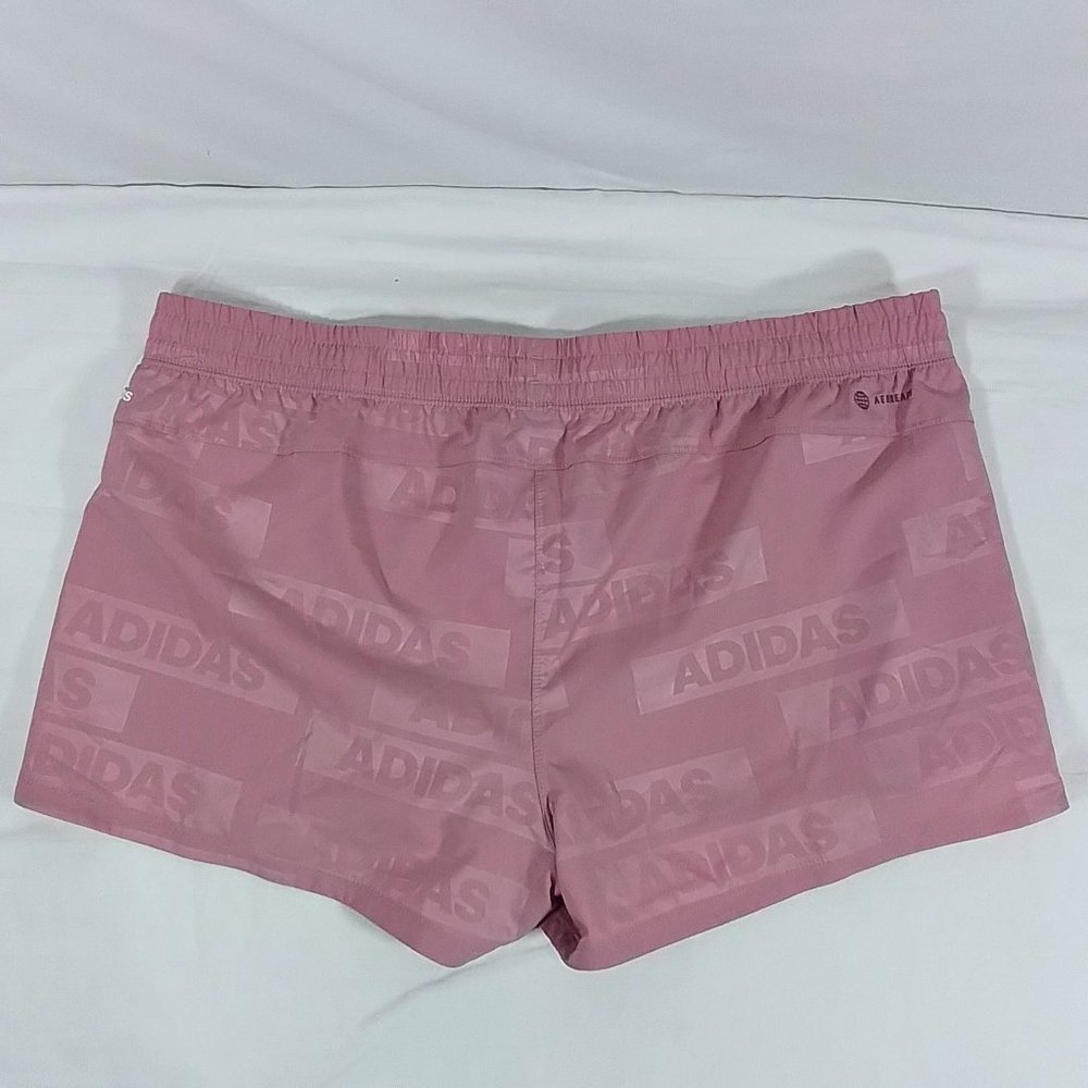 Adidas Women's Pacer Woven Deboss Shorts-Magic Mauve-Size XL-HK7541-New with Tag - Picture 2 of 3